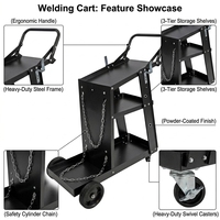 Carrito de Soldadura Industrial |   Carrito de Acero Resistente para Máquina de Soldar MIG TIG y Cortadora de Plasma con Almacenamiento para Cilindros de Gas