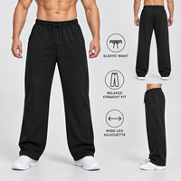 Pantalon de survêtement homme vierge à logo personnalisé, coupe droite, ourlet ouvert, coupe ample, cordon de serrage, fabricant OEM, fournisseur en gros pour marques