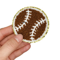 Logo de basket-ball de football rond personnalisé conception libre patchs en chenille ruban de vêtements de sport fer sur tissu brodé coton paillettes