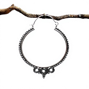 Very Light Weight Hoop Earring Silver Hoop Earring Boho Statement Jewelry Wholesale - Product Image 2