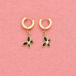 Nouveau Collier, Boucles d'oreilles et Bracelet Papillon en Acier Inoxydable Noir et Blanc à Chaîne Plate – Bijoux Tendance - Product Image 4