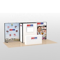 Stand d'exposition modulaire en aluminium 10x20 pieds avec toile tendue personnalisée et espace de rangement portable