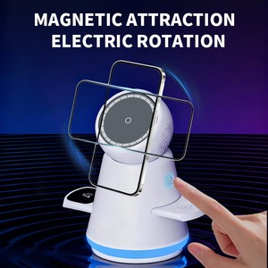 Support <span class=keywords><strong>de</strong></span> chargeur sans fil magnétique 3 en 1 avec lumière ambiante LED, station <span class=keywords><strong>de</strong></span> <span class=keywords><strong>charge</strong></span> rapide rotative à double moteur pour téléphone, montre - Product Image 3