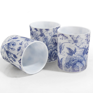 Rustico di alta qualità 8Oz 10Oz 14Oz decorativo blu e bianco porcellana Design candele in vetro opaco barattoli barattolo di candela di lusso - Product Image 1
