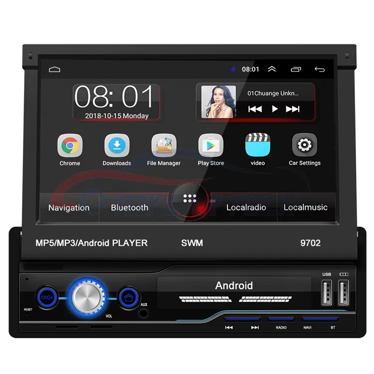 Autoradio rabattable 1din universel 2 + 32g 7 pouces Android lecteur DVD stéréo de voiture Radio octa-core avec Navigation Gps