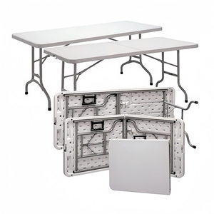 Table en plastique robuste de qualité professionnelle de 60 pouces avec pieds pliables <span class=keywords><strong>pour</strong></span> le camping, les pique-niques en plein air, les événements, les barbecues, les locations <span class=keywords><strong>pour</strong></span> fêtes - Product Image 5