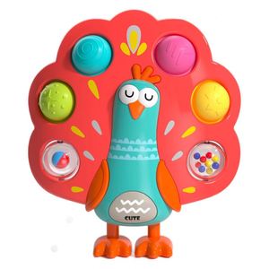 Cube d'activités pour tout-petits, jouet éducatif précoce et de décompression, avec sons de mère et bébé, jouets doux en forme de paon pour l'entraînement des doigts - Product Image 1