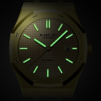 Reloj Mecánico Personalizado de Alta Calidad para Hombre, con Movimiento Automático Miyota, Fecha Automática, Cristal de Zafiro, 5 BAR, Dorado, Cuadrado