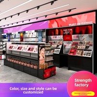 Vitrine de Luxe Robuste pour Cosmétiques et Soins de la Peau avec Éclairage LED, Étagères Ajustables Personnalisables et Panneau Publicitaire pour Marques en Magasin de Détail et Supermarché
