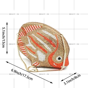 Women's Fish Rhinestone Crystal Classic Casual Purses Mini Formal Party Evening Bag Prom <b>Wedding</b> Clutches <b>Handbag</b> - Product Image 2