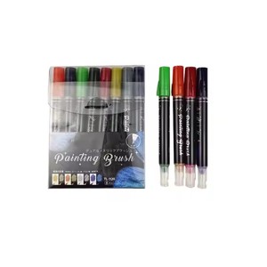 Barato al por mayor de doble <span class=keywords><strong>pincel</strong></span> metálico Glitter Brush Marker 8 colores Caligrafía Brush Pen Set - Product Image 1