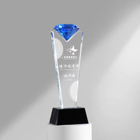 Trophée en cristal de diamant au design tendance, impression colorée, gravure laser UV, logo personnalisé, souvenirs d'entreprise pour activités commerciales