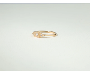 Bague à trois pierres en diamant, diamant de laboratoire ou naturel, or massif, or rose, bijoux minimalistes empilables, cadeau - Product Image 6