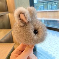 Gantungan Kunci Kelinci Rex Rabbit Fur Plushie, Liontin Tas Mini, Boneka Kelinci Lucu, Gantungan Kunci Boneka Kelinci, Mainan