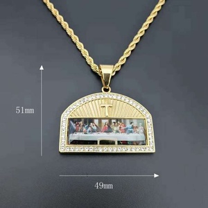 Pendentif en acier inoxydable pour peinture à l'huile, collier croix de Jésus, supports vierges pour bijoux par sublimation - Product Image 3