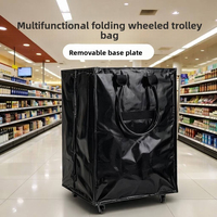 Sac de voyage pliable en PP tissé avec logo personnalisé, grande capacité, imperméable, avec roulettes et poignée pour les voyages