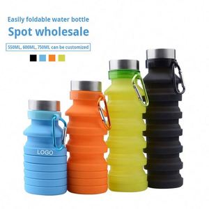 Bouteille d'eau de sport portable en silicone pliable avec paille, lavable au lave-vaisselle, réutilisable pour l'extérieur - Product Image 2