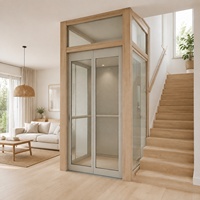 Ascenseur vertical pour passagers, homologué CE, sur mesure, pour villa, construction extérieure, avec cabine vitrée à plusieurs étages.