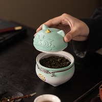 Pot à thé en céramique Danse du Lion Chinois, Ornement Palais de la Fortune, Cadeau d'affaires