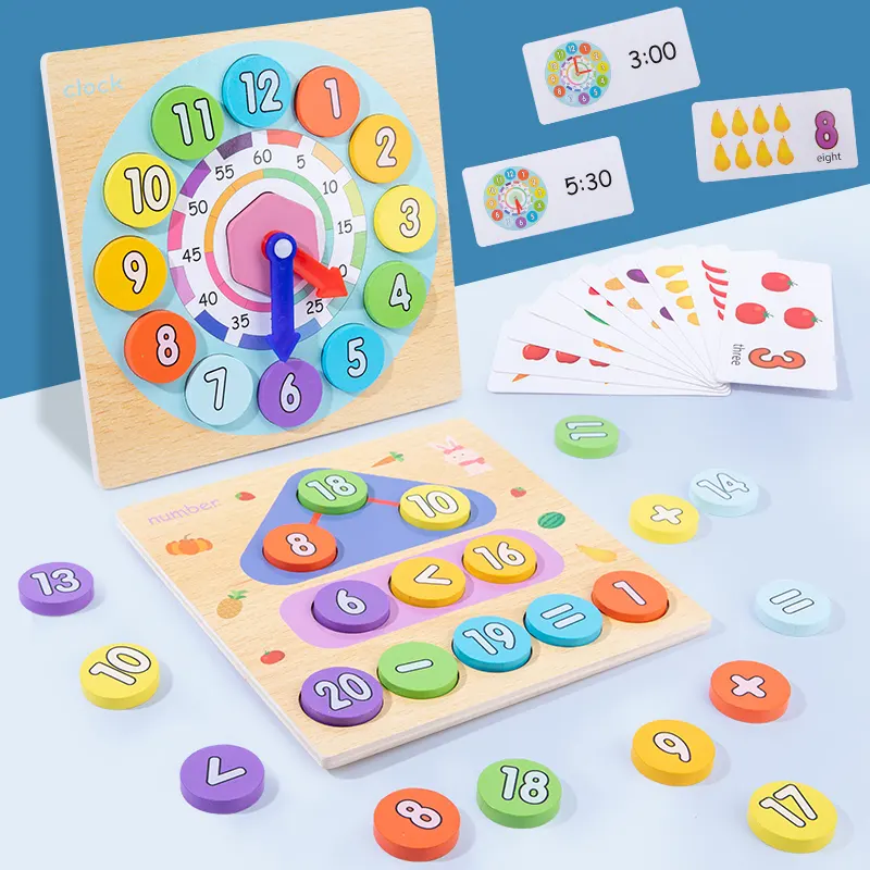 2 In 1 Houten Figuren Alfabetten Spelling Puzzel Bordspel Educatief Leren Leermiddelen Klokken Speelgoed Voor Kinderen Jongens Meisjes