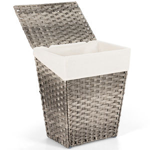 JY Waterproof Handmade <strong>Wicker</strong> Detachable Collapsible Laundry Storage Baskets with Lid for Bathroom and <strong>Wardrobe</strong> - Product Image 2