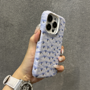 Funda de teléfono móvil de cuero de negocios de gama alta para <span class=keywords><strong>Apple</strong></span> 15Promax con patrón de avestruz marca de moda simple para hombres y mujeres - Product Image 3