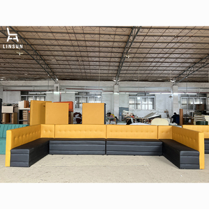 Sofá VIP para Club Nocturno, Negro y Amarillo, Muebles Modulares para <span class=keywords><strong>Bar</strong></span>, Salón de Hotel, Asientos con Luces LED, Sofá para <span class=keywords><strong>Bar</strong></span> KTV CSF012 - Product Image 1