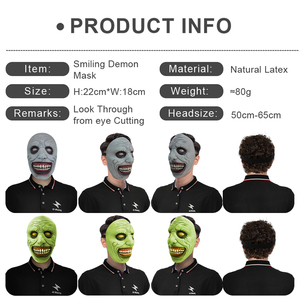 ปรับแต่งฮาโลวีนที่กําหนดเองสยองขวัญผีผู้ใหญ่หน้ากากน่าขนลุกยิ้มปีศาจคอสเพลย์หน้ากากน้ํายางMasqueradeแสดงProps - Product Image 6