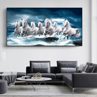 Art déco moderne cheval blanc en cours d'exécution toile peinture abstraite animal affiche mur Art photo salon cristal porcelaine