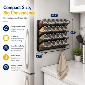 Étagère à épices magnétique en acier au carbone pour cuisine, organisateur 4 niveaux, <span class=keywords><strong>support</strong></span> latéral pour réfrigérateur, <span class=keywords><strong>support</strong></span> pour bouteilles d'assaisonnement, étanche - Product Image 4