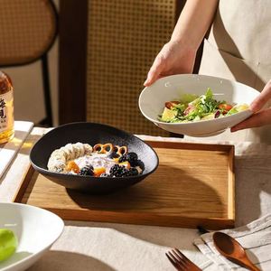 Tazón de Cerámica Irregular Estilo Europeo para Yogur, Color Blanco y Negro, Tazón de Cereales de Alta Gama, Tazón para Postre, Frutas y Ensaladas - Product Image 2