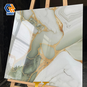 Piastrelle in Gres Porcellanato Lucido Antiscivolo 60x60cm con Effetto Pietra e Venature Dorate, <span class=keywords><strong>Design</strong></span> <span class=keywords><strong>Marmo</strong></span> per Bagno Villa - Moderno - Product Image 4