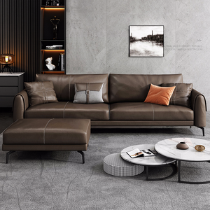 خمر البني جلد طبيعي الأريكة كرسي غرفة المعيشة أثاث طقم أرائك - Product Image 6