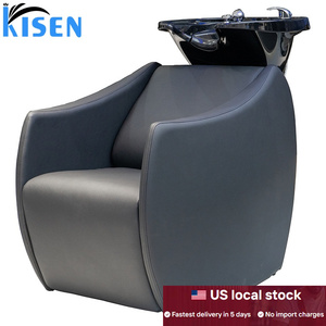 Silla de masaje eléctrica de lujo, moderna, de cuero negro, sin plomería, para salón de belleza, Kisen, envío gratis, gran oferta. - Product Image 2