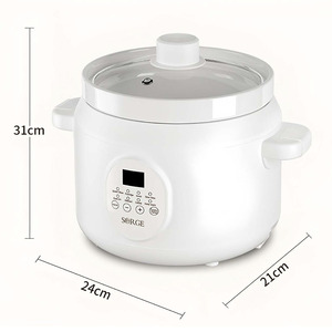 Cuisinière à mijoter électrique programmable Sorge avec couvercle en verre trempé, pot extérieur en plastique, capacité de 4 litres, contrôle numérique du minuterie, classe d'efficacité énergétique - Product Image 6