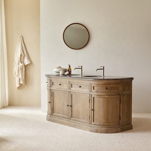 <span class=keywords><strong>Mobile</strong></span> da <span class=keywords><strong>Bagno</strong></span> in Rovere con Doppio <span class=keywords><strong>Lavabo</strong></span> Personalizzato, Unità Indipendente con Piano in Lastra di Roccia Impermeabile, <span class=keywords><strong>Mobile</strong></span> in Legno Massello di Alta Qualità - Product Image 2