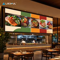 Mur vidéo LED à pas fin P1.25 pour menu de restaurant avec technologie COB et détails 4K, installation fixe