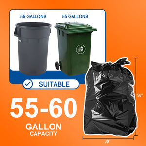 Manufacturers 55-60 Gallon Contractor Trash <b>Bags</b> <b>Large</b> Black Heavy Duty Waste Garbage <b>Bag</b> - Product Image 2