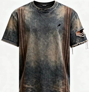 T-shirt à manches courtes pour homme, coupe classique, col rond, 100% coton, tissu en toile, écologique, style streetwear - Product Image 2