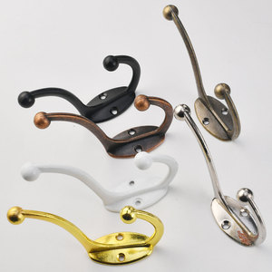 Retro Zinc Alloy Clothes Hook Wall Mounted Antique Bronze Black <b>Silver</b> White Gold Door Back Cabinet Storage Hook - Product Image 1