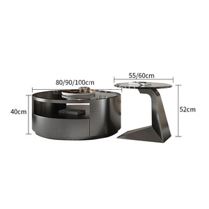 Tavolino da caffè da casa di lusso leggero e ricurvo da salotto designer nero in <span class=keywords><strong>vetro</strong></span> temperato tavolino <span class=keywords><strong>rotondo</strong></span> - Product Image 6