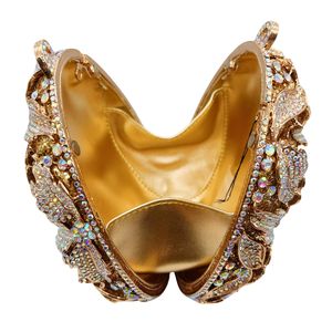 Bolso de Noche 3D con Cristales Brillantes para Mujer, Bolso de Mano Formal con Pedrería Floral y Cadena Metálica Desmontable - Product Image 4