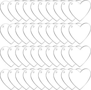 60 gói 2 inch Acrylic tim Keychain khoảng trống Acrylic trái tim đĩa với Lỗ 1/8 inch dày cho DIY Keychain - Product Image 1