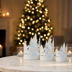 Últimos modelos en oferta: Portavelas votivas de hierro con diseño de Papá Noel, hechos a mano, duraderos, para decoración navideña del hogar 2026 - Product Image 4