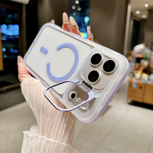 เคสโทรศัพท์แบบใสพร้อมขาตั้งแม่เหล็กสำหรับ iPhone 17 16 15 14 Pro Max  ฝาหลัง PC  ขอบกันกระแทกแบบด้าน  ดีไซน์ไล่เฉดสี - Product Image 4