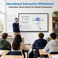 Pizarra Interactiva Educativa de 55/65/75/85 Pulgadas, Pantalla Plana Inteligente LED 4K para Enseñanza Escolar, Pantalla con Sistema Operativo Windows de 50 Puntos Táctiles