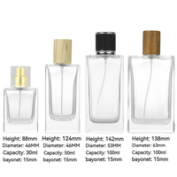 Bouteilles d'emballage de parfum en verre, 30ml, 50ml, 100ml, vides, Logo personnalisé, rectangle, avec boîte, vente en gros