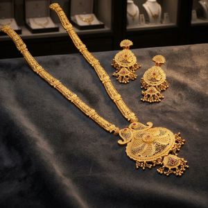 ขายส่งเครื่องประดับทองเหลืองชุบทอง 14K 18K 24K สร้อยคอยาวดีไซน์ดอกไม้แบบดั้งเดิม ชุดเครื่องประดับแฟชั่น โอโร จอยเอเรีย - Product Image 2
