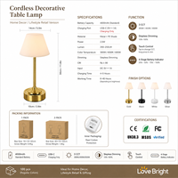Lampe de table décorative LED sans fil rechargeable, flexible, à courant continu réglable, à économie d'énergie, avec abat-jour en PE, base en métal et commande tactile, pour une protection oculaire simple.