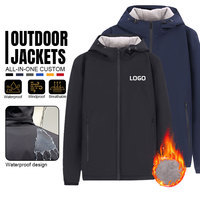 Veste d'hiver pour homme avec logo imprimé personnalisé, coupe-vent, imperméable, en tissu softshell matelassé, super chaude, en polaire, à capuche